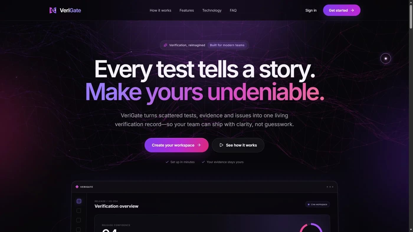 VeriGate landing page screenshot